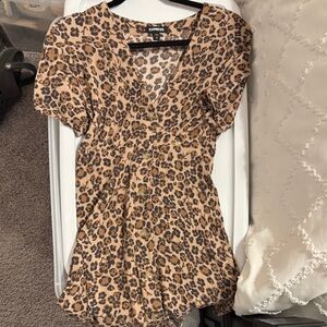 Express Leopard Print Mini Dress in Tan and Black
